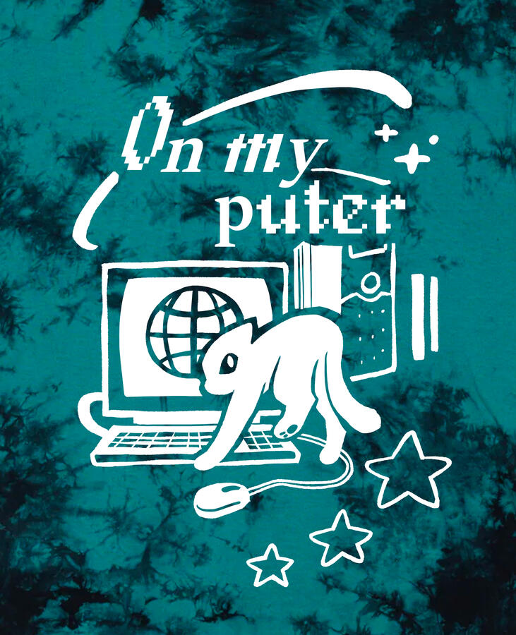 On my puter - T-SHIRT Design for Raw Paw